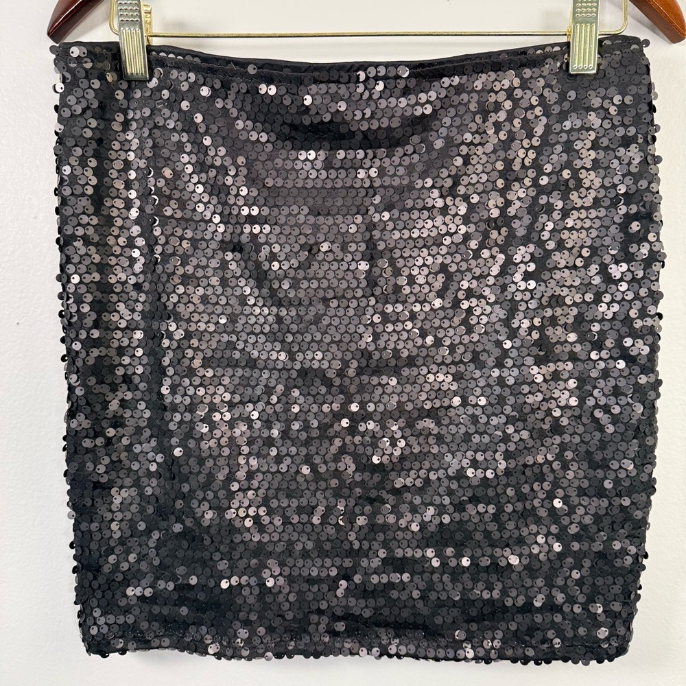 Lily Rose Women's Black Sequined
Stretchy Mini Skirt Large Pull On Dance Party